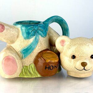 Teddy Bear Honey Pot Teapot with Removable Head Lid Vintage 1980s